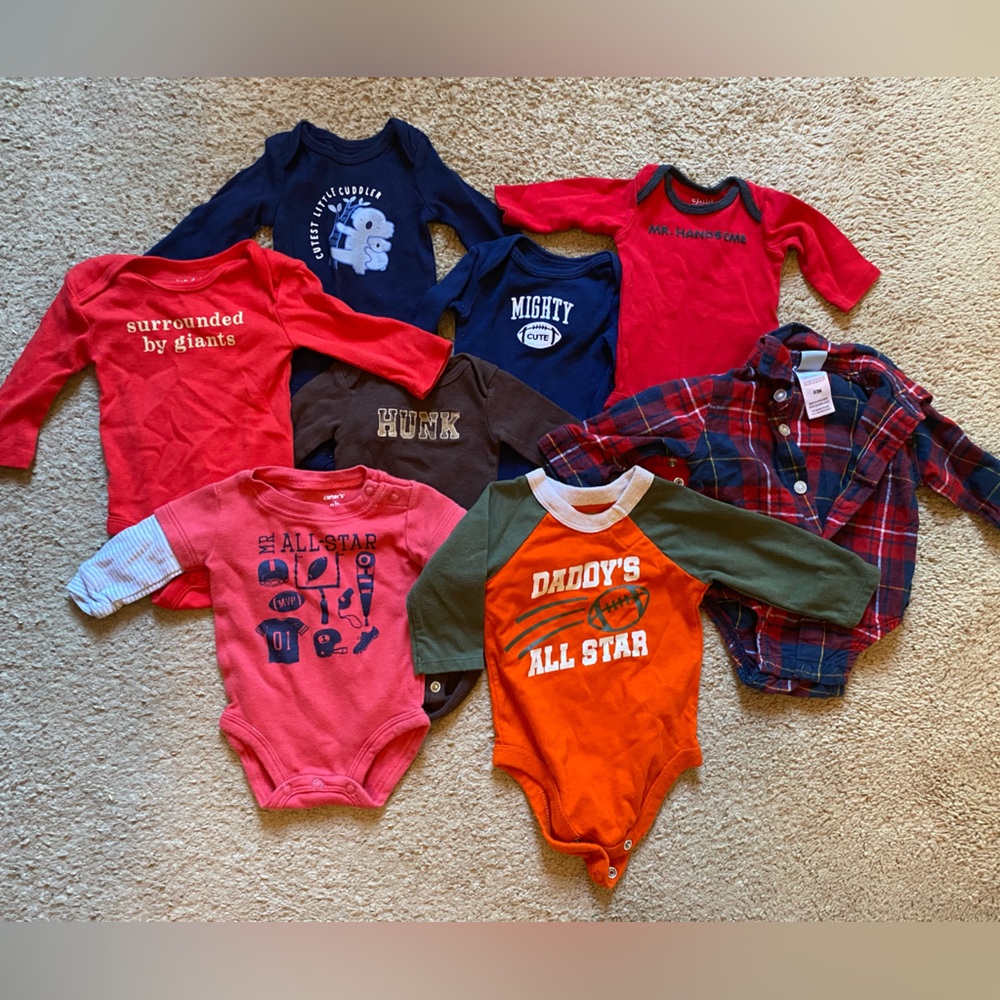 Boys newborn 0-3 months onesie lot winter long sleeve